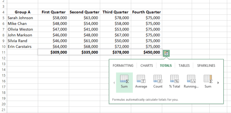 sum sub-total cells in a column excel 2016 for mac