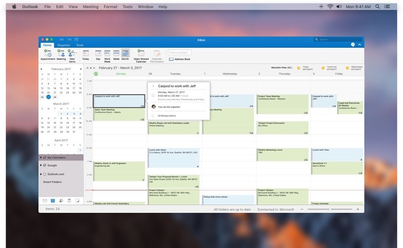 microsoft outlook for mac calendar sync